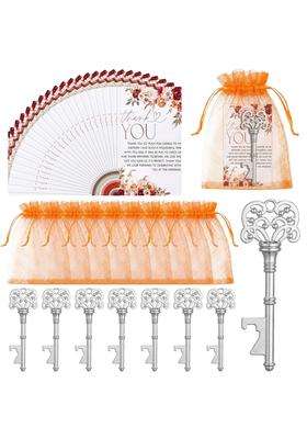 Teecyhooo 50 Sets Fall Wedding Favors Souvenir Gift for Guests Vintage Skeleton Key Bottle Opener with Thank