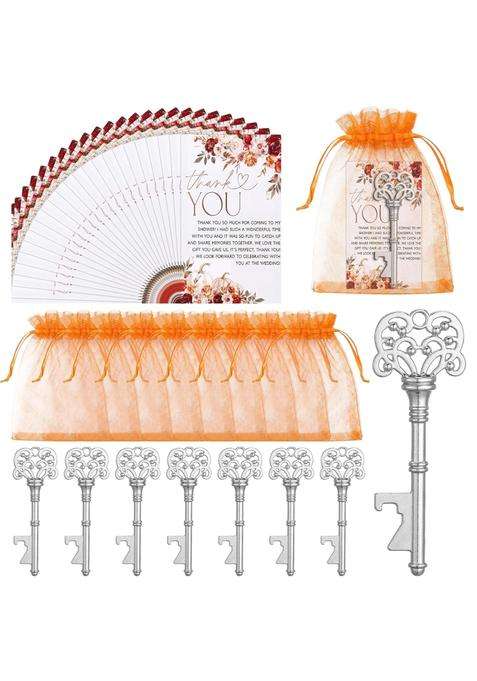 Teecyhooo 50 Sets Fall Wedding Favors Souvenir Gift for Guests Vintage Skeleton Key Bottle Opener with Thank