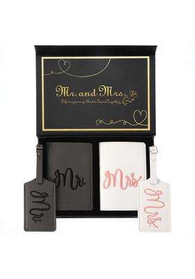 Cosweet Multicolour Mr and Mrs Luggage Tags Passport Holder for Wedding Bridal Shower Gifts