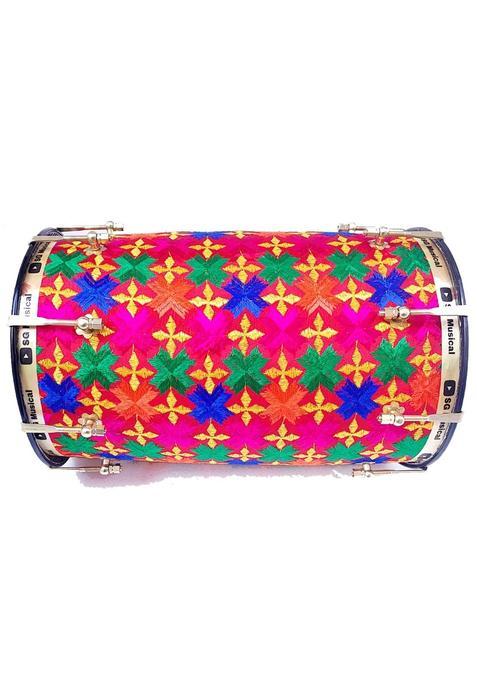SG Musical Multicolor Phulkari Punjabi Bhangra Dhol Carry Bag Dagga Tilli