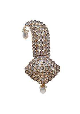Rose Gold Finish Traditional Polki Kundan Wedding Kalgi Brooch