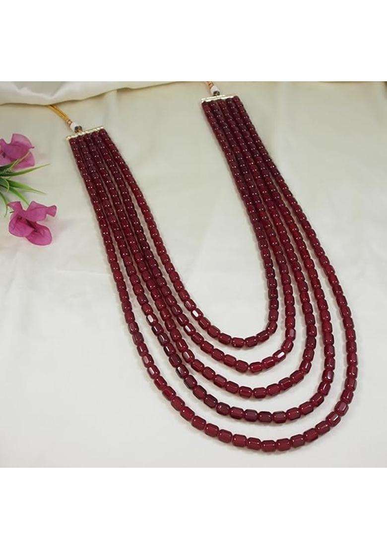 I Jewels Gold Plated Multistrand Pearl Necklace with Safa Kalangi Brooch for Groom - Indya