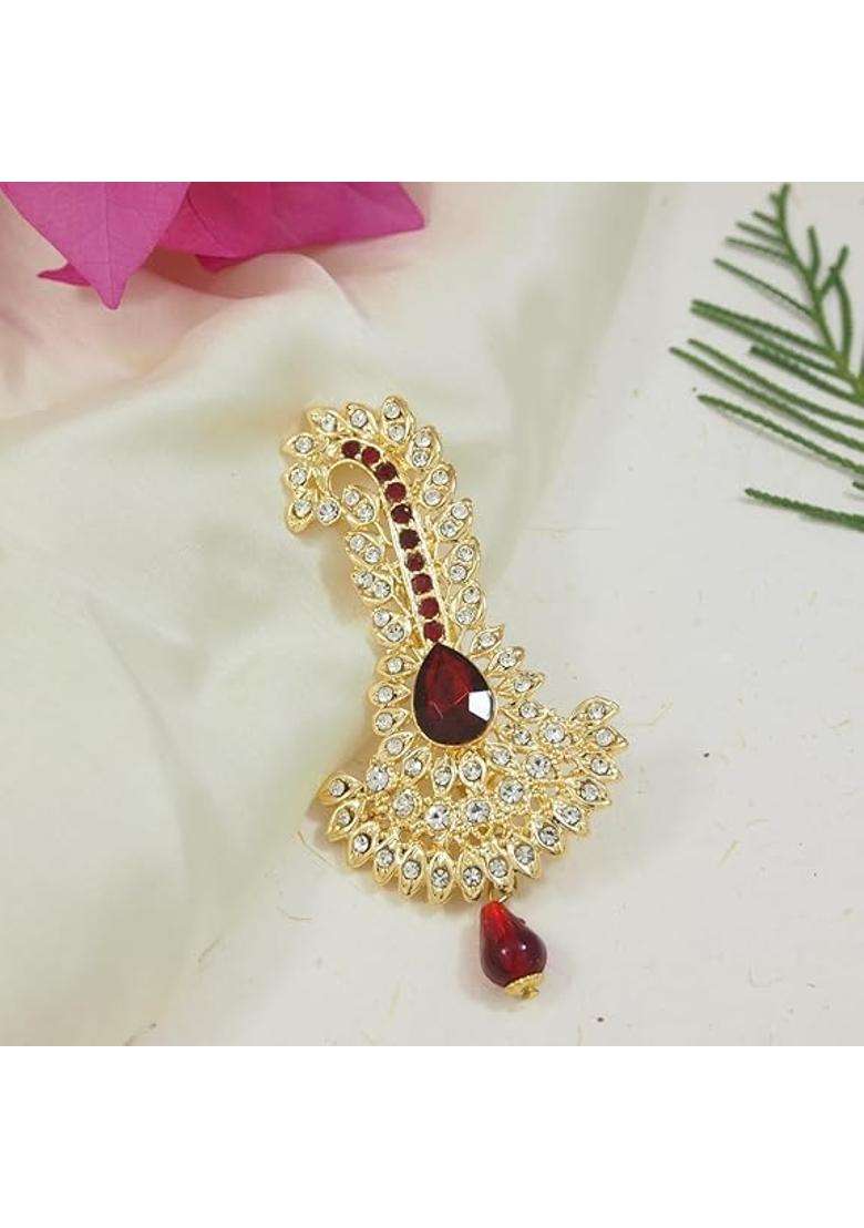I Jewels Gold Plated Multistrand Pearl Necklace with Safa Kalangi Brooch for Groom - Indya