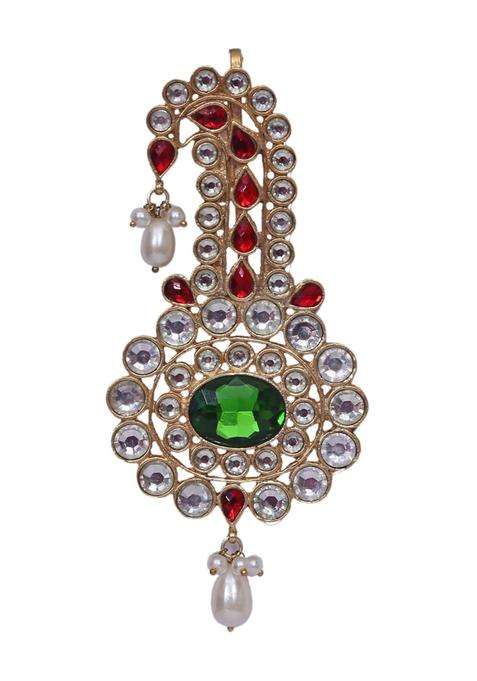Multicolor Heer and Sahib Maharaja Style Wedding Turban Kalgi with Pearl Drops Kalgi Glossy