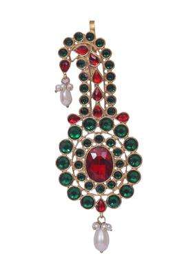 Heer and Sahib Maharaja Style Multicolor Wedding Turban Kalgi with Pearl Drops Kalgi Glossy