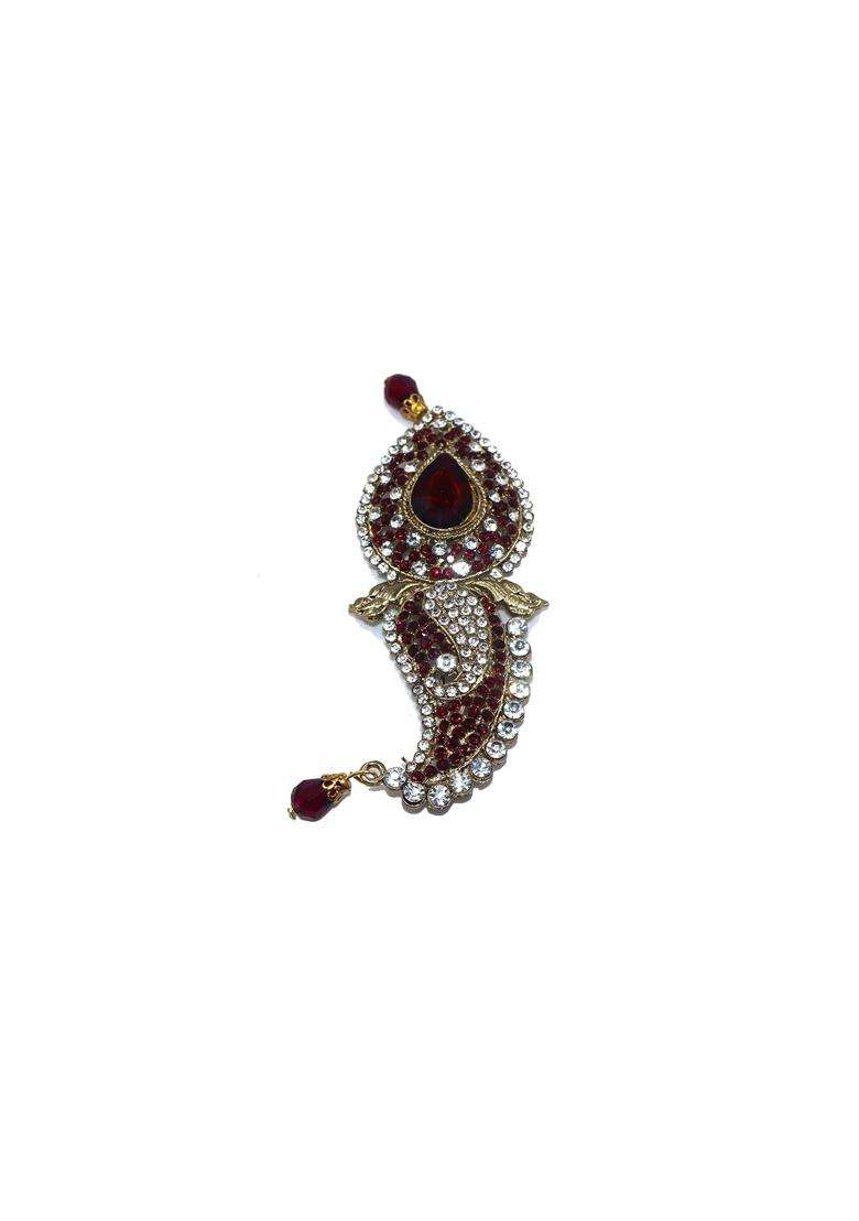 Anagha Premium Quality Golden Safa Kalgi Brooch Cuff Links and Tie Pin for Groom Ideal for Groom - Indya