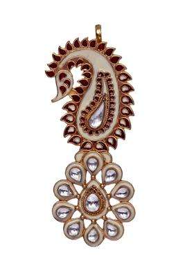 Multicolour Heer and Sahib Maharaja Style Wedding Turban Kalgi with Pearl Drops Kalgi Glossy