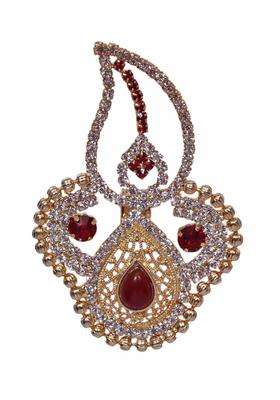 Heer and Sahib Elegant Design Wedding Turban Kalgi with Shining Crystals and Maroon Stones