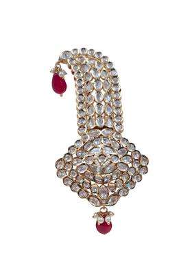 Rose Gold Finish Traditional Polki Kundan Wedding Kalgi Brooch