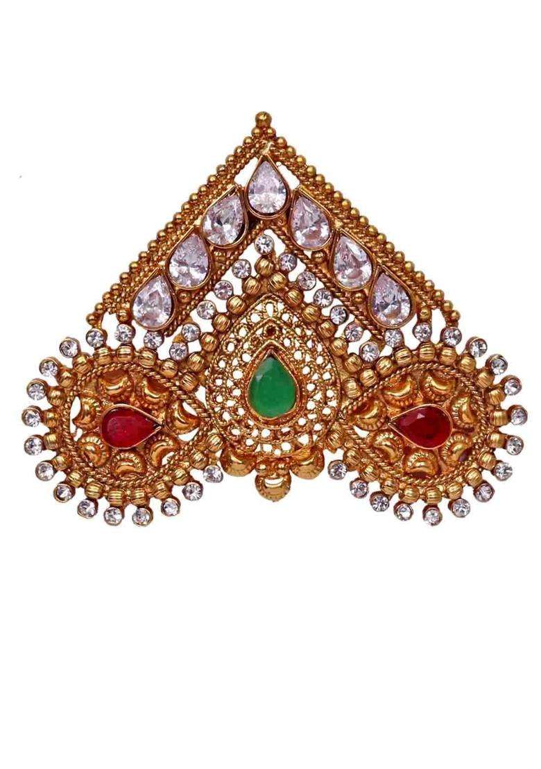 Gold Heer and Sahib Royal Rajputana Designer and Handcrafted Wedding Turban Kalgi - Indya