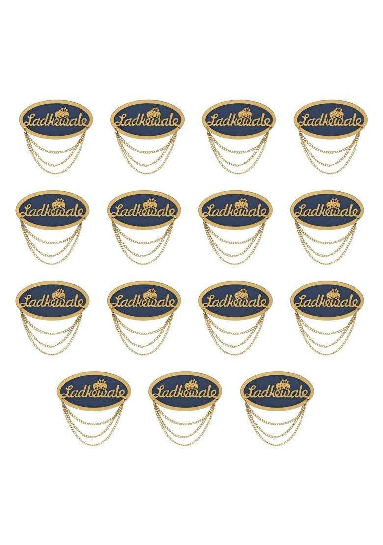 Sanvatsar Ladkewale Blue Gold Brooch Brooches Pin Pack for Men and Women Red Color - Indya