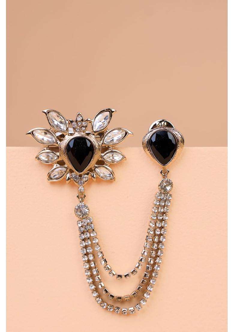 Tasva Black Classic Brooch - Indya