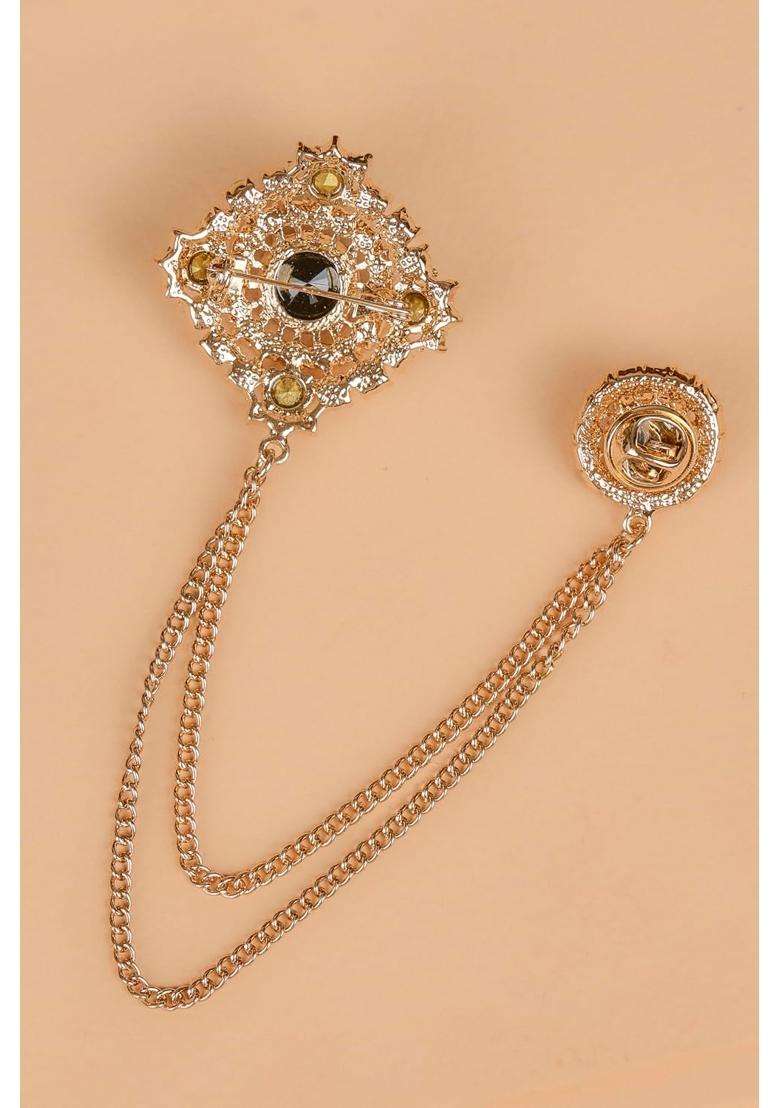 Tasva Black Stone Brooch - Indya