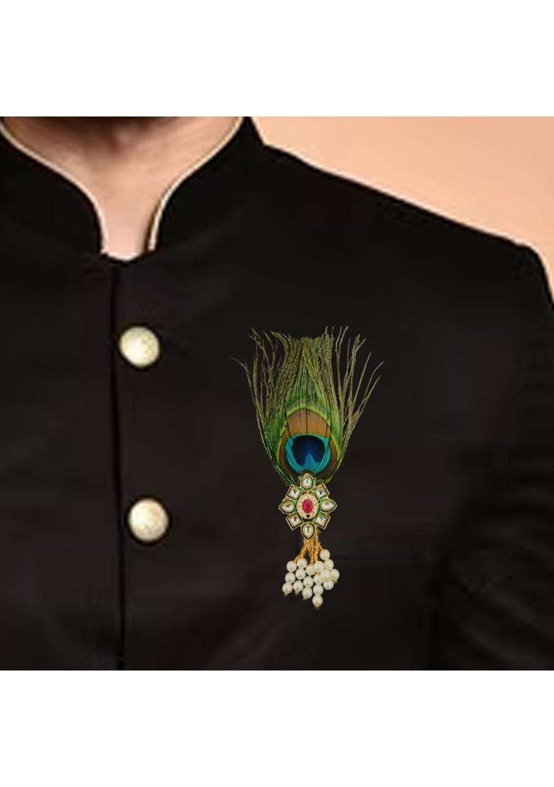 Gift Jaipur Morepankh Peacock Feather Brooches Brooch Broaches Brouches Pack for Wedding Engagement Men - Indya