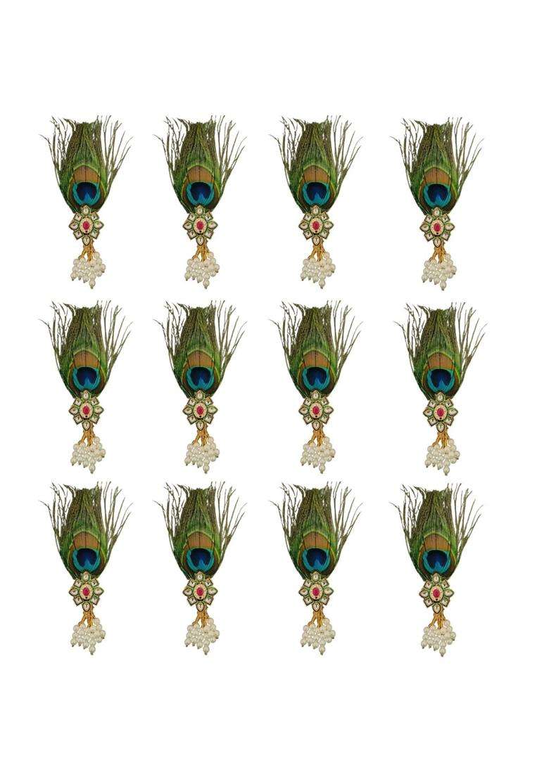 Gift Jaipur Morepankh Peacock Feather Brooches Brooch Broaches Brouches Pack for Wedding Engagement Men - Indya