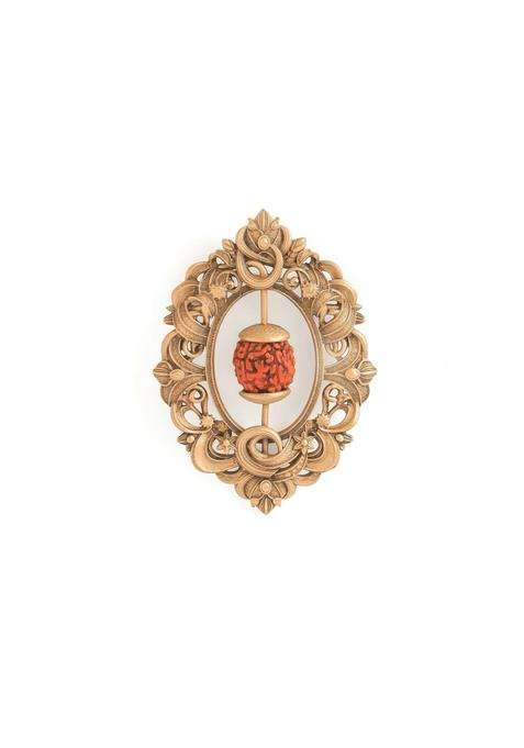 Cosa Nostraa Men Antique Gold Brass Rudraksha Studded Ethnic Brooch