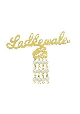 Vrindavanstore Traditional Ladke Wale Wedding Brooch Set Premium Golden Finish with Pearl Latkan Pack of 50