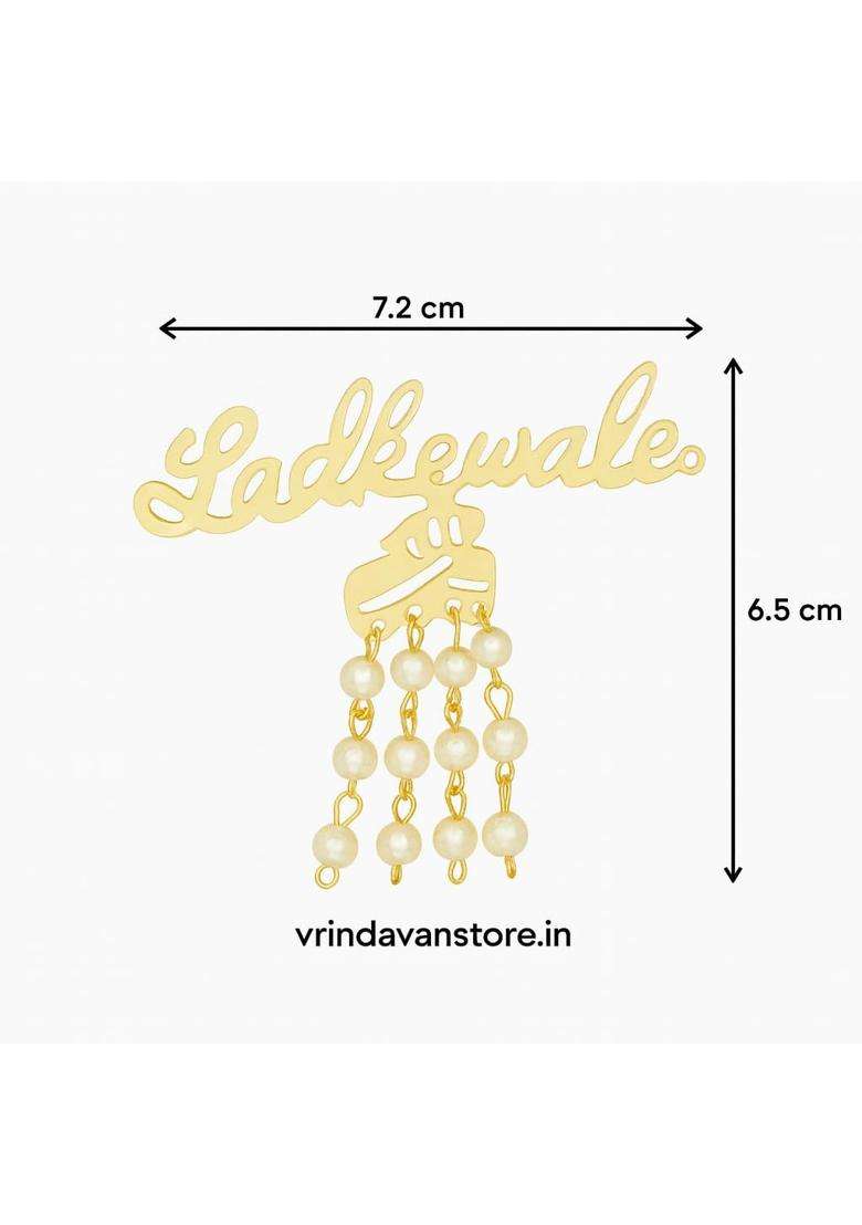Vrindavanstore Traditional Ladke Wale Wedding Brooch Set Premium Golden Finish with Pearl Latkan Pack of 50 - Indya