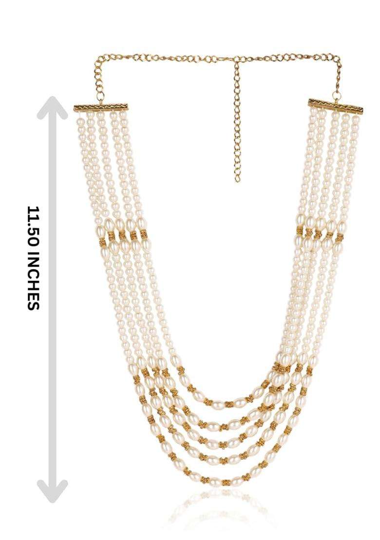 Jiyanshi Fashion White Traditional Groom Necklace and Matching Brooch for Wedding and Reception - Indya