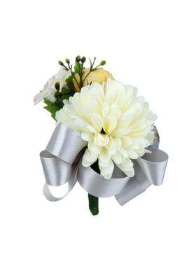 Velura Club Bollywood 3Xwedding Bridal Groom Men Tuxedo Boutonniere Corsage Flower Brooch Grey Satin