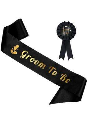 BRT Bearingshui Black Groom Sash and Groom Badge Set Groom to Be Sash and Groom to Be Badge Brooch