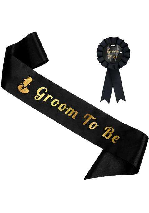 BRT Bearingshui Black Groom Sash and Groom Badge Set Groom to Be Sash and Groom to Be Badge Brooch