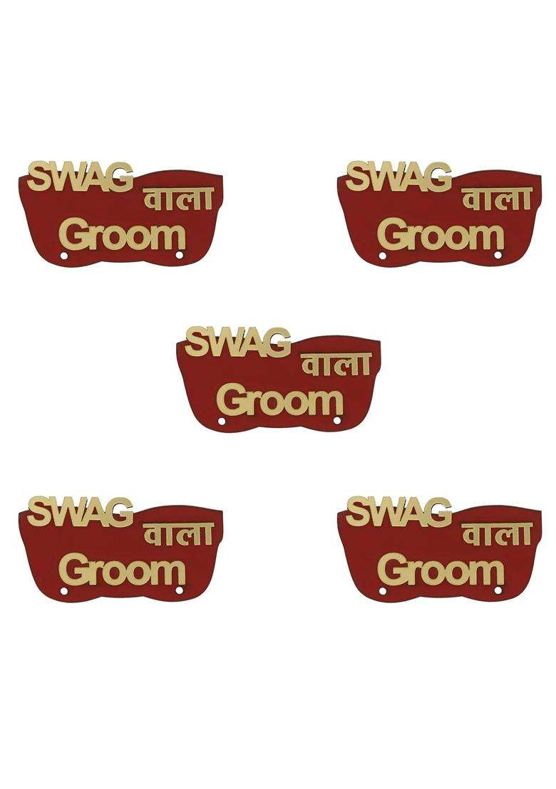 Sanvatsarswag Wala Groom Red Color Brooch Brooches Pin Pack for Men and Women - Indya