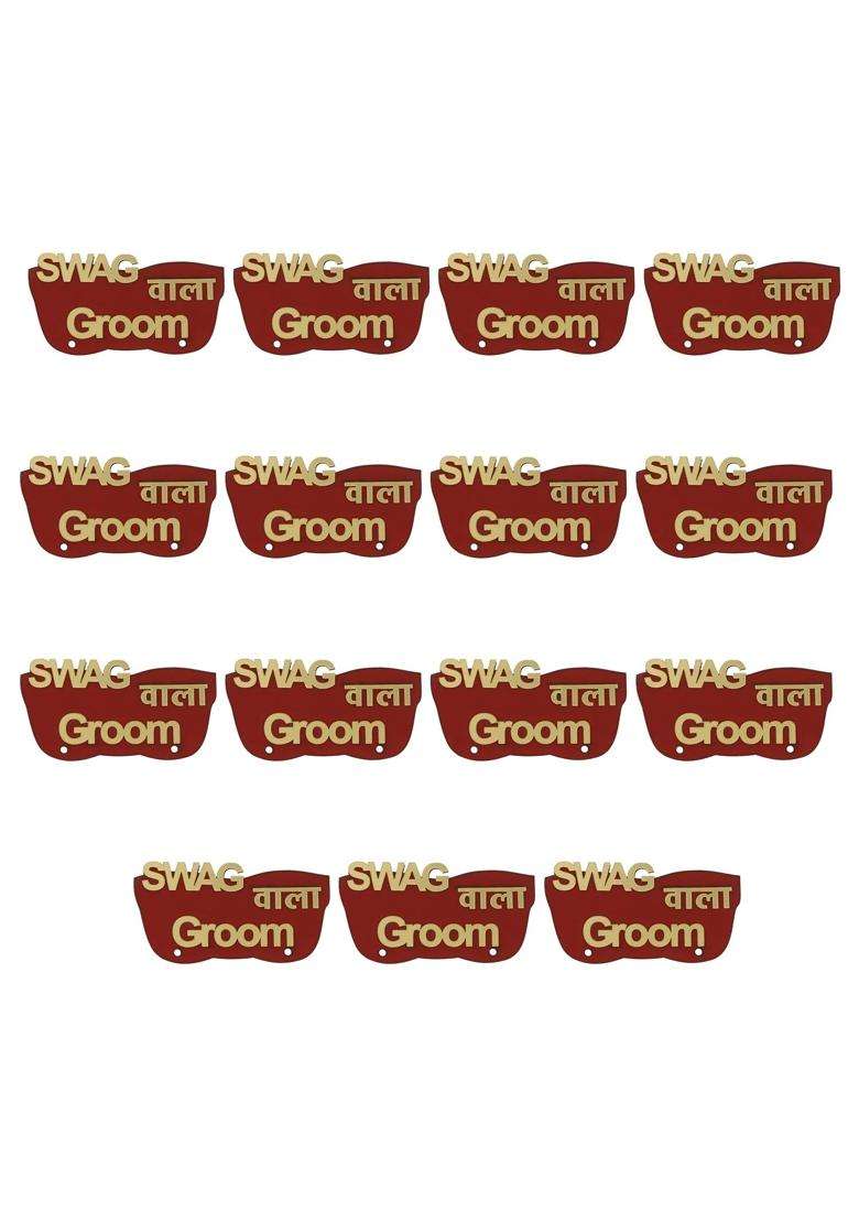 Sanvatsarswag Wala Groom Red Color Brooch Brooches Pin Pack for Men and Women - Indya