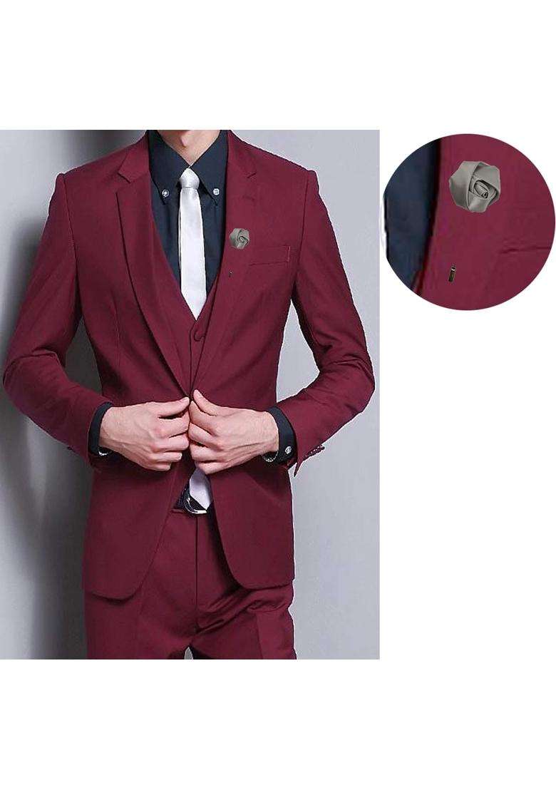 Sanrich Rose Boutonniere Mens Lapel Pins Satin Flower 12 Pack Groom Wedding Boutonniere Suit Brooch Outfit - Indya