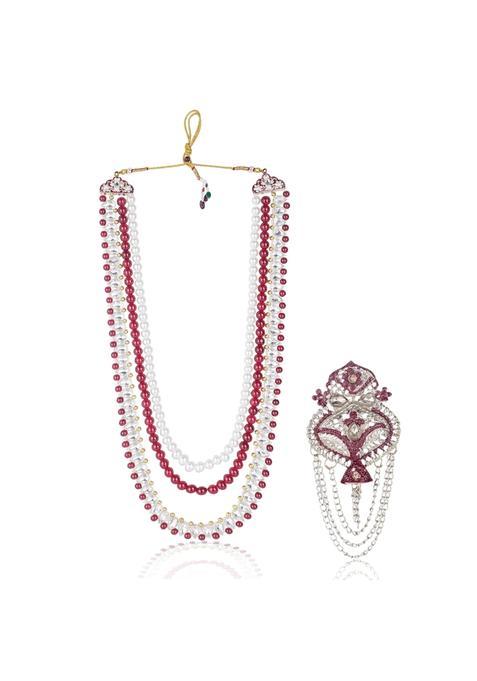 Jiyanshi Fashion Layered Moti Necklace with Designer Brooch