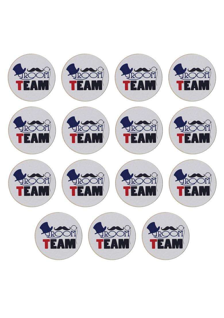 Sanvatsar Groom Team White Color Brooch Brooches Pin Pack for Men and Women - Indya