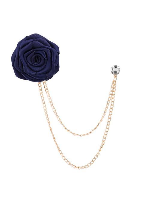 Mxuhui Fashion Bridegroom Wedding Brooches Cloth Art Hand Made Rose Flower Brooch Lapel Pin Badge Tassel Chain