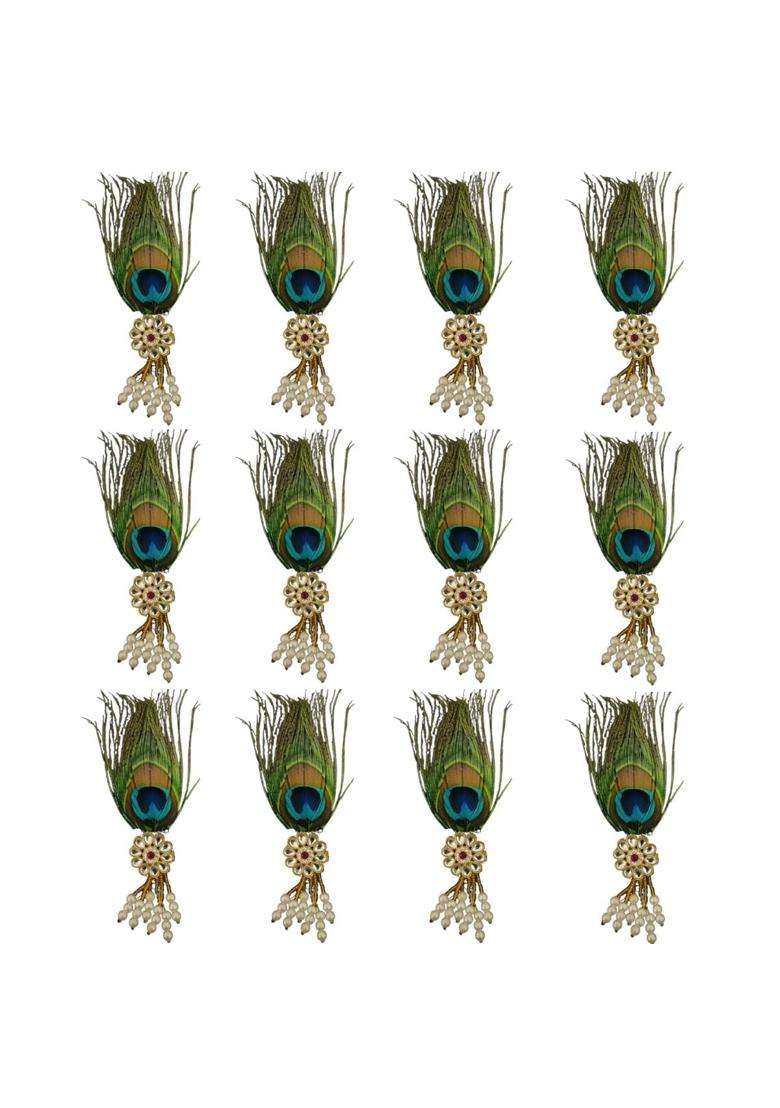 Gift Jaipur Morepankh Peacock Feather Brooches Brooch Broaches Brouches Pack for Wedding Engagement Men - Indya