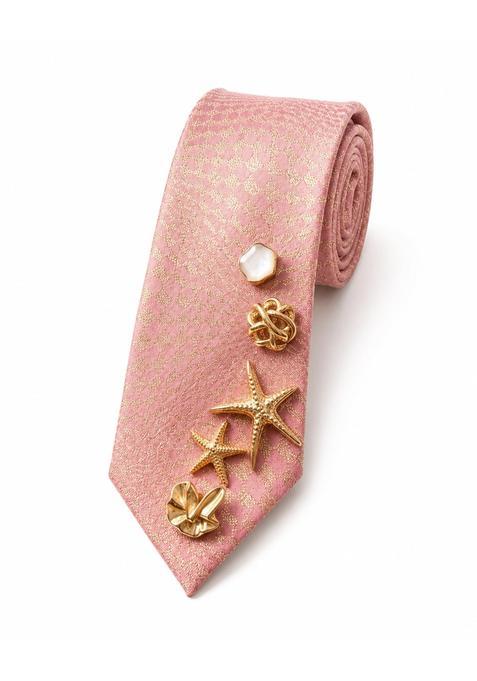 Carnival Hous Mens Tie Luxury Neckties Made From Organza with Satin Linning and Gold Brooch Charms