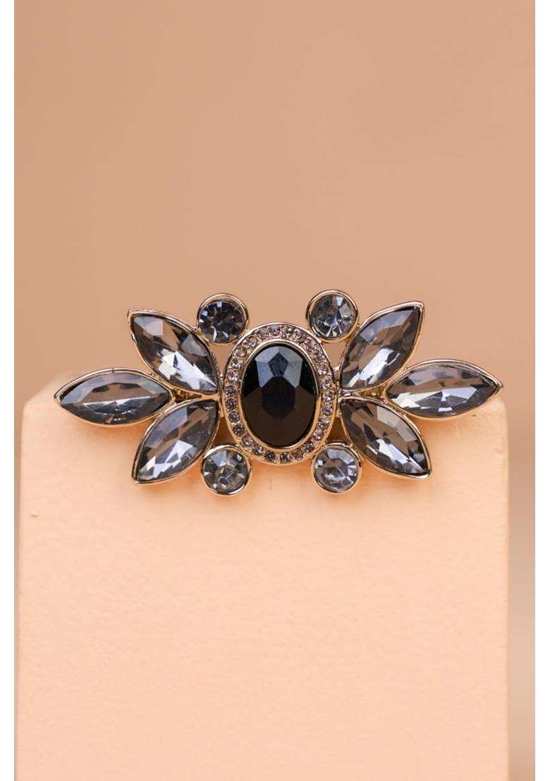 Tasva Black Classic Brooch - Indya