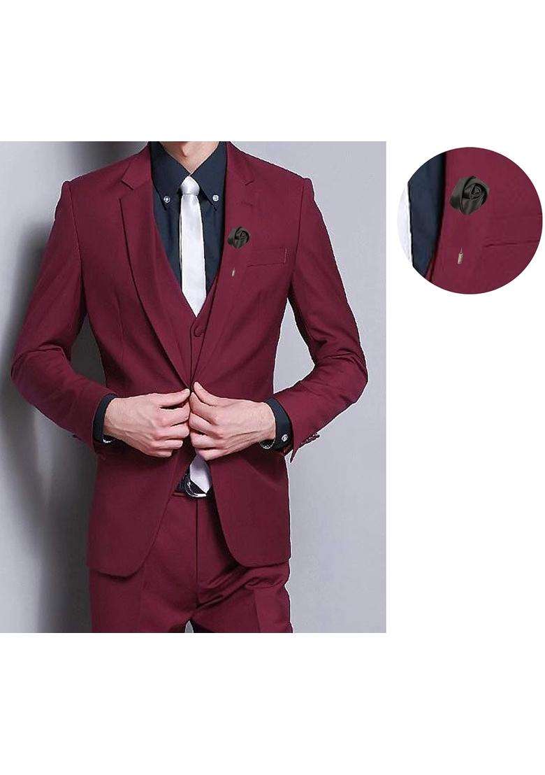 Sanrich Rose Boutonniere Mens Lapel Pins Satin Flower 12 Pack Groom Wedding Boutonniere Suit Brooch Outfit - Indya