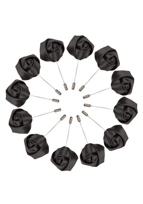 Sanrich Rose Boutonniere Mens Lapel Pins Satin Flower 12 Pack Groom Wedding Boutonniere Suit Brooch Outfit