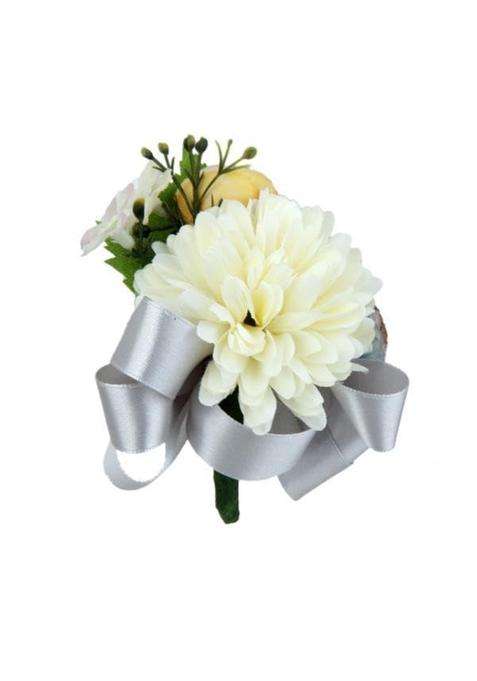 SAZ Dekor 3Xwedding Bridal Groom Men Tuxedo Boutonniere Corsage Flower Brooch Grey Satin
