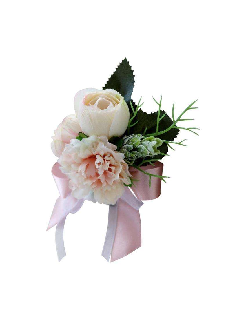 Elbme Wedding Tea Rose Carnation Corsage Bridal Groom Flower Brooch Pin Party Decor - Indya