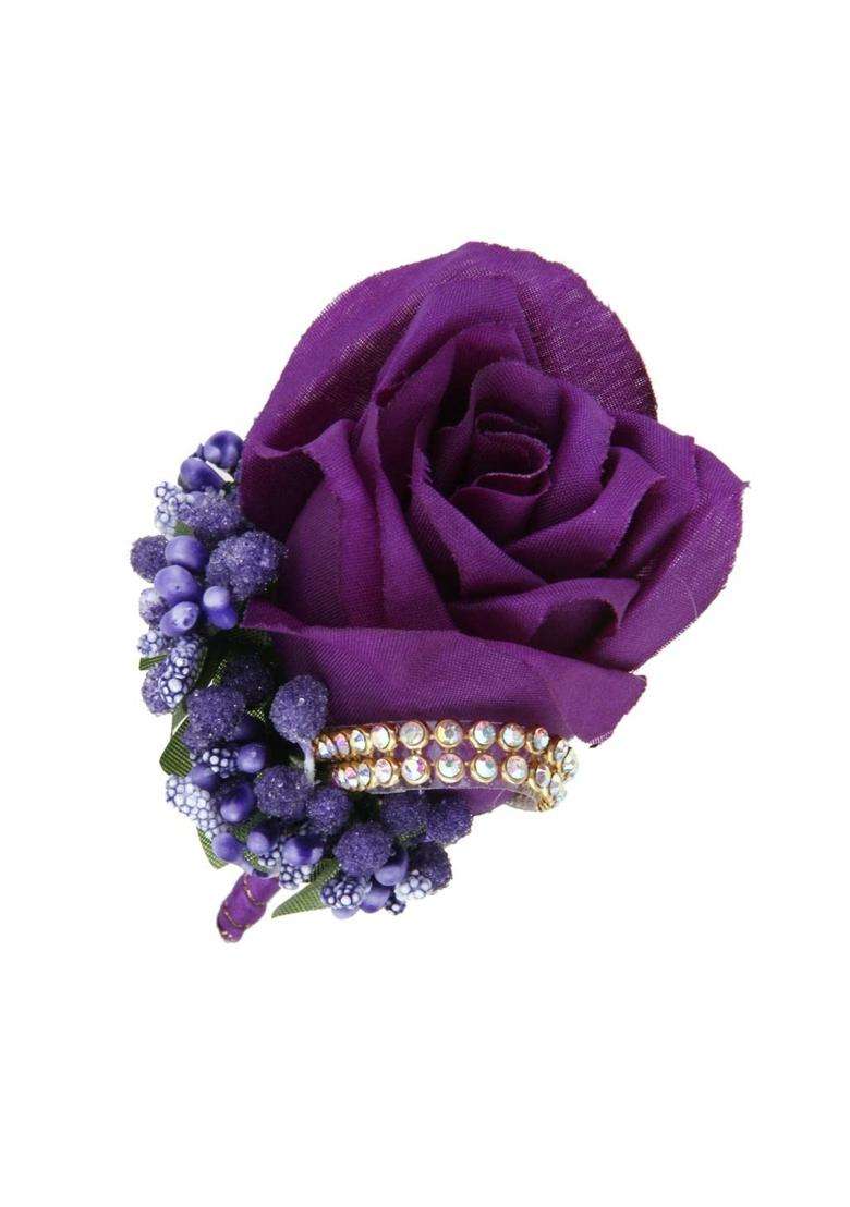 Enakshi 4Xwedding Bridal Groom Men Tuxedo Crystal Rose Brooch Pin Silk Flower Corsage 4 - Indya