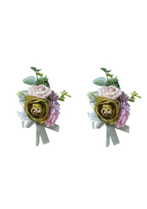 USIX 2PC Pack Handmade Mens Lapel Pin Peony Rose Boutonniere Pin for Suit Wedding Groom Groomsmen Brooch Rose