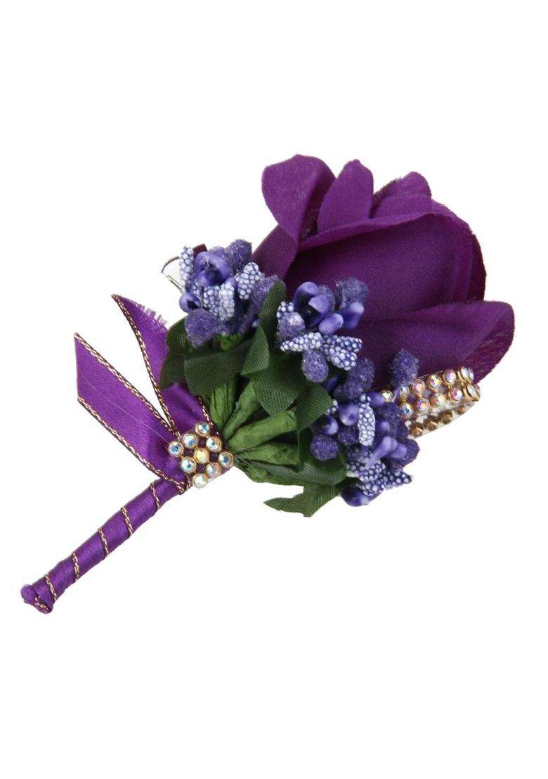 Jazzy Pearls 4Xwedding Bridal Groom Men Tuxedo Crystal Rose Brooch Pin Silk Flower Corsage 4 - Indya