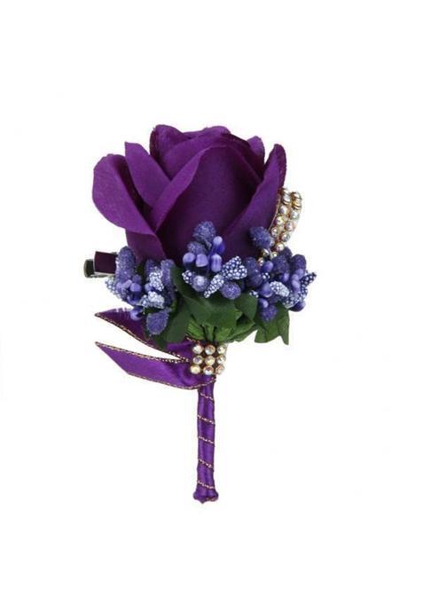 Jazzy Pearls 4Xwedding Bridal Groom Men Tuxedo Crystal Rose Brooch Pin Silk Flower Corsage 4