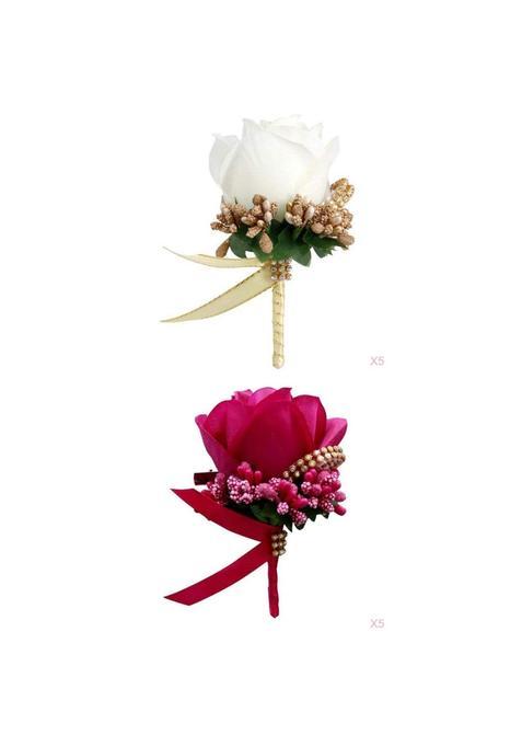 Zelphora 10 Pack Stimulation Rose Flower Brooch Pin Wedding Corsage Pin
