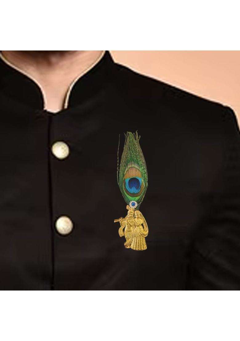 Gift Jaipur Morepankh Peacock Feather Brooches Brooch Broaches Brouches Pack for Wedding Engagement Men - Indya