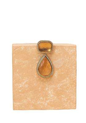 Tasva Gold Brooch with Two Crystals