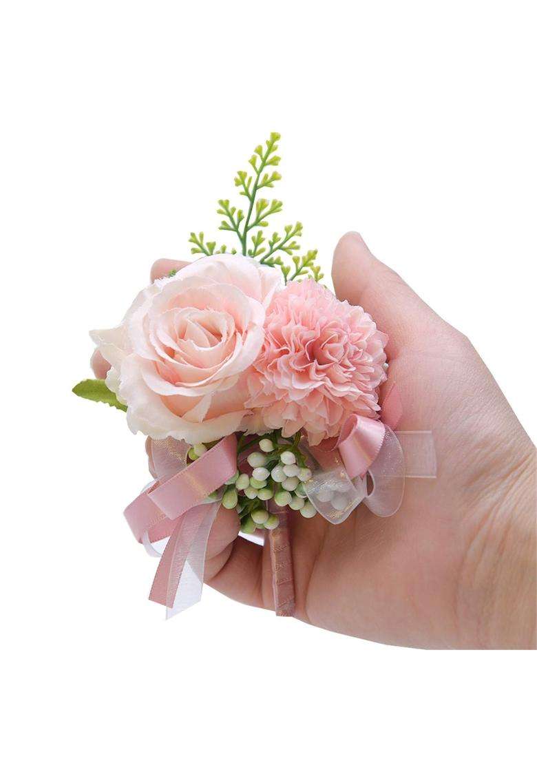 Mojun Silk Rose Boutonniere Groom Flower Boutonniere Brooch for Wedding Party Prom Suit Decoration Pack of 4 - Indya
