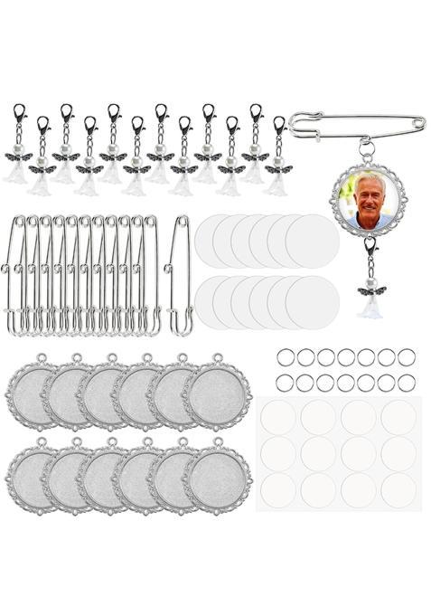 Aouxseem 12 Sets Wedding Bouquet Photo Charm Pin Sublimation Blanks