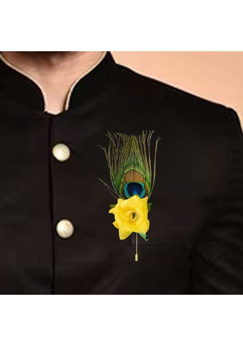 Gift Jaipur Morepankh Peacock Feather Brooches Brooch Broaches Brouches Pack for Wedding Engagement Men - Indya
