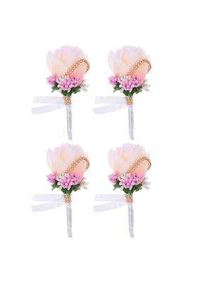 Exceart 4Pcs Artificial Rose Shaped Groom Boutonniere Bridal Pretty Rose Brooch